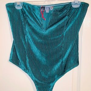 Blue Blush Emerald Velvet Body Suit